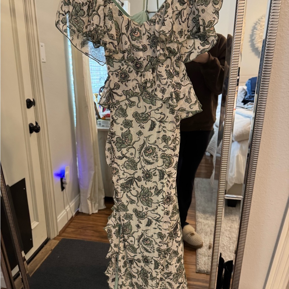 Zara Green Floral Midi dress